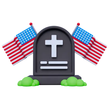 Grave and Flag  3D Icon