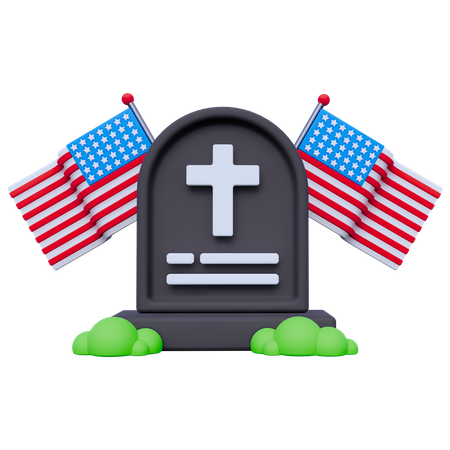Grave and Flag  3D Icon