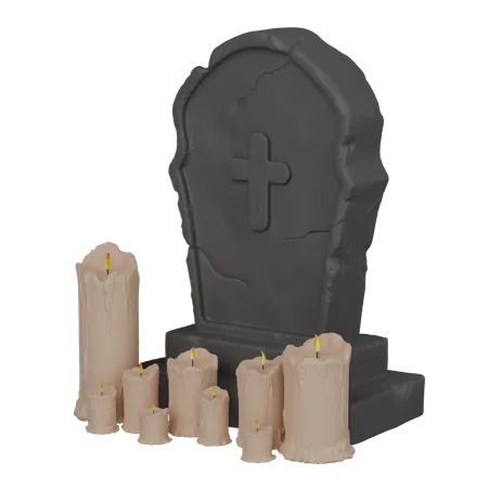 Grave with candle  3D Icon