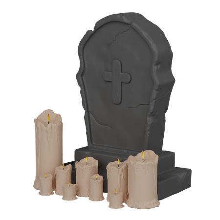 Grave with candle  3D Icon