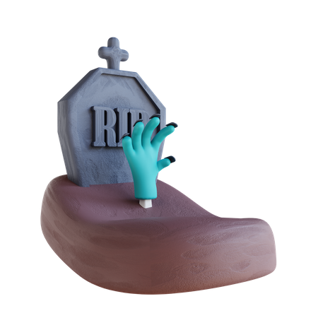 Grave With Zombie Hands 3D Icon