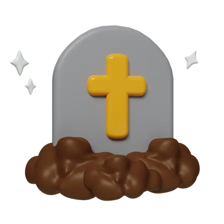 Grave Marker 3 D Halloween Icon Traditional Element Of Decor For Halloween Icon Isolated On Gray Background 3 D Rendering Illustration Clipping Path 3D Icon