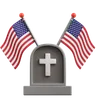 Gravestone and American Flags