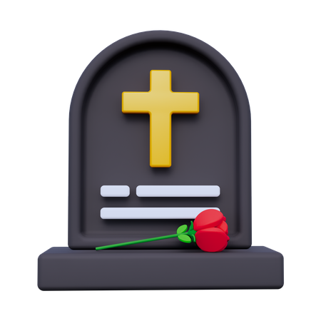 Gravestone and Rose  3D Icon