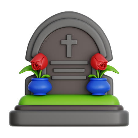 꽃이 있는 묘비  3D Icon