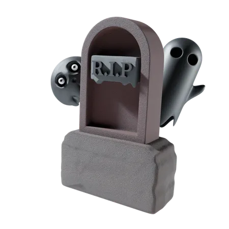 Gravestone With Ghost  3D Icon