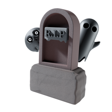 Gravestone With Ghost  3D Icon