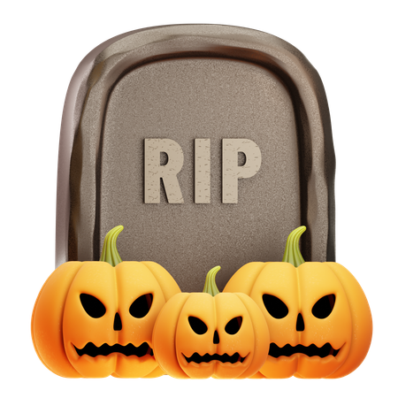 Gravestone with Jack O Lantern  3D Icon