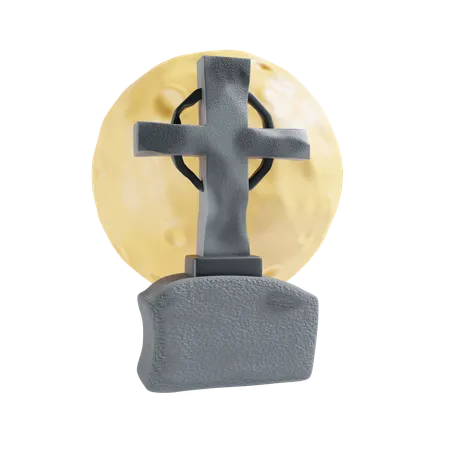 Gravestone With Moon  3D Icon