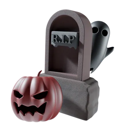 Halloween With Gravestone Background 3D Icon