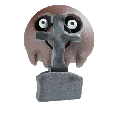 Gravestone With Skull  3D Icon