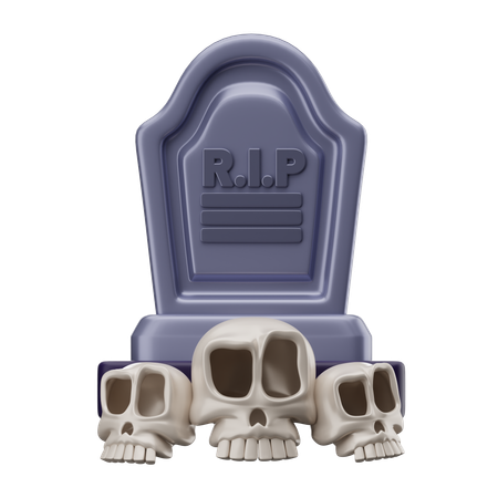 Gravestone With Skull  3D Icon