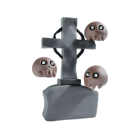 Gravestone With Skull  3D Icon