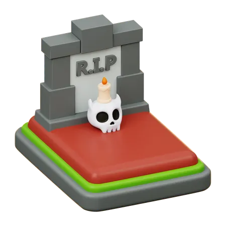 Graveyard With Skull  3D Icon