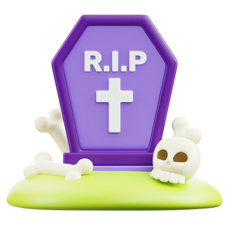 Graveyard with skull  3D Icon