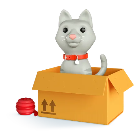 Gray cat box 3D Icon