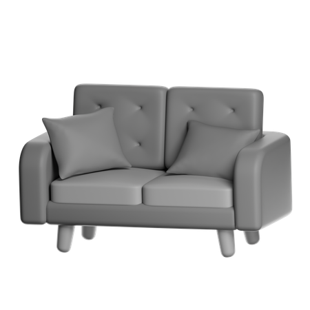 Gray Fabric Sofa  3D Icon