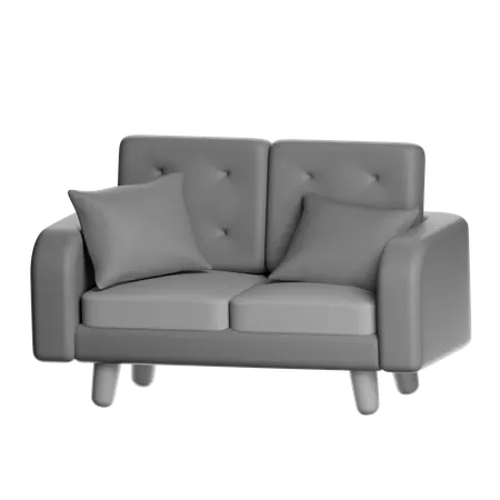 Gray Fabric Sofa  3D Icon