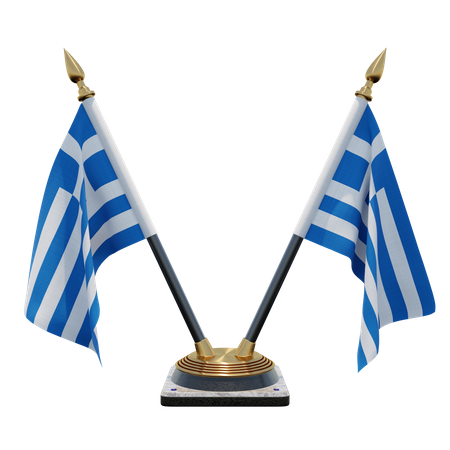 Soporte de bandera de escritorio doble de Grecia  3D Flag