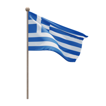 Greece Flag Pole  3D Flag