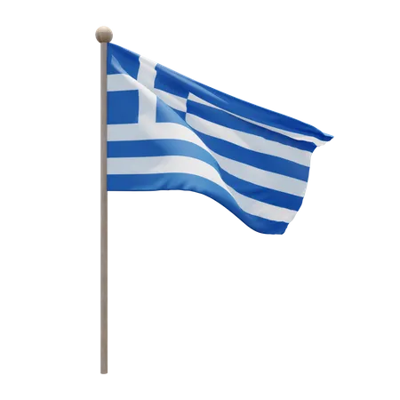 Greece Flag Pole  3D Flag
