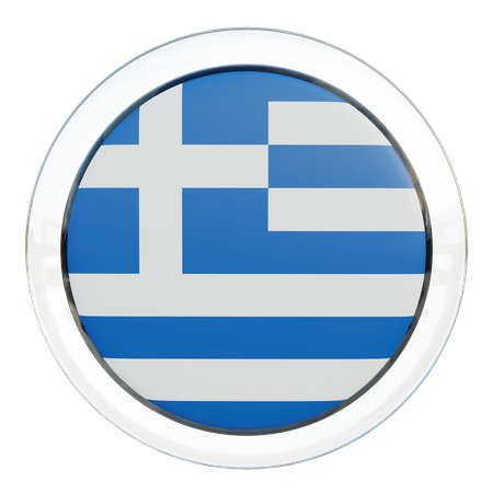 Greece Round Flag  3D Icon