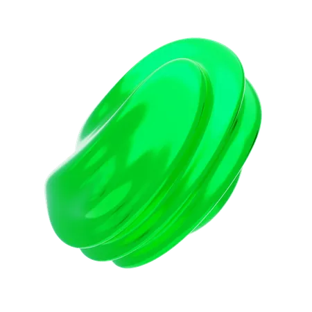 Green Abstract Metalic Wavy Shape  3D Icon