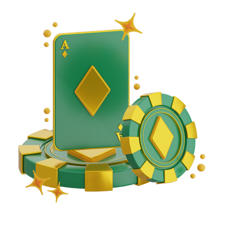 Green Ace Card Diamond  3D Icon