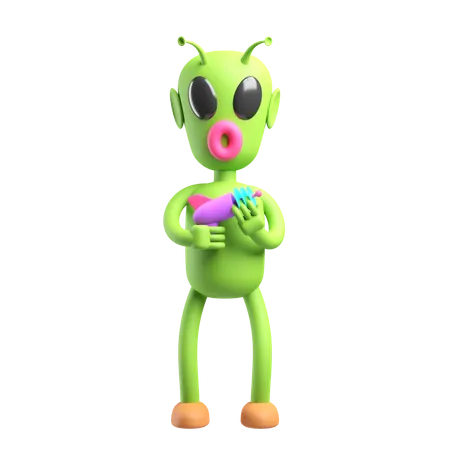 Green Alien  3D Icon