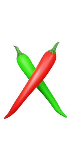 Green and Red Pepper  3D Icon