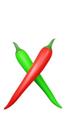 Green and Red Pepper  3D Icon