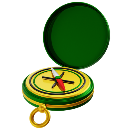 Green and Yellow Camping Compass  3D Icon