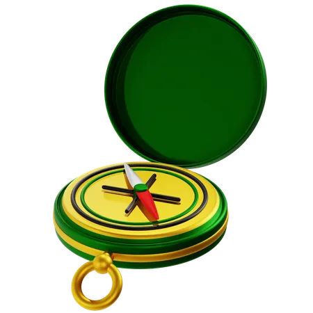 Green and Yellow Camping Compass  3D Icon