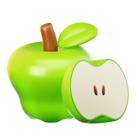 3 D Icon Fresh Green Apple On Transparent Background 3D Icon