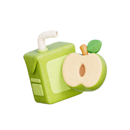 Green Apple Juice Box  3D Icon