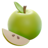 3d for green apple with slice