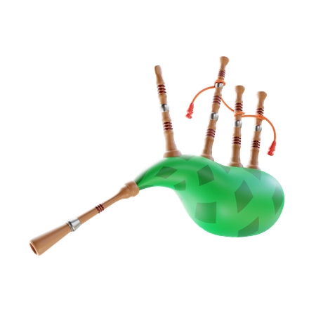 Green Bagpipes  3D Icon