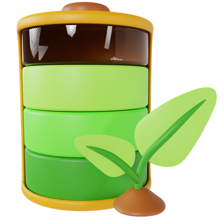 Green Battery 3D Illustration