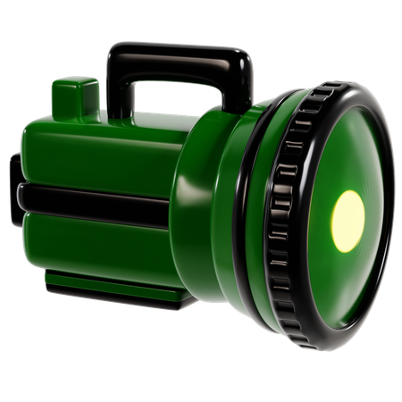 Green Camping Flashlight  3D Icon