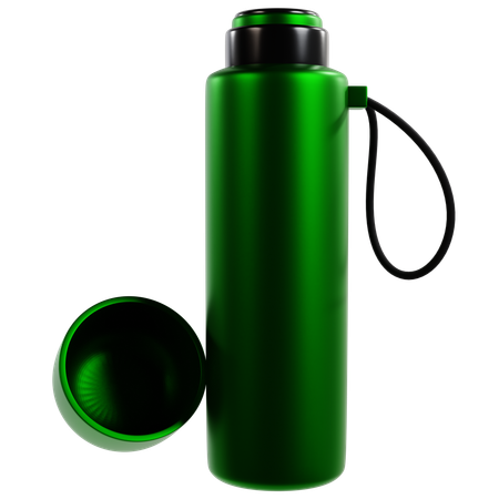 Green Camping Thermos Bottle  3D Icon