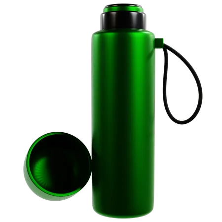 Green Camping Thermos Bottle  3D Icon