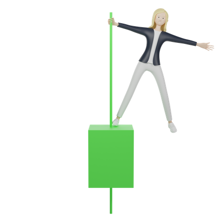 Green Candlestick  3D Illustration