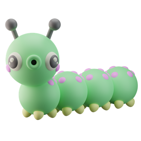 Green Caterpillar 3D Illustration