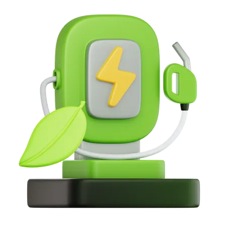 Green Charging Station  3D Icon