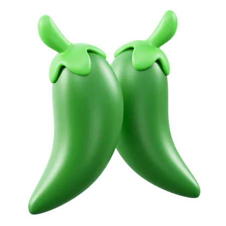 Green Chili  3D Icon