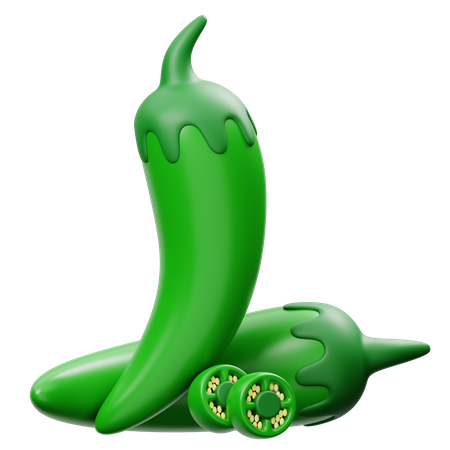 Green Chili  3D Icon