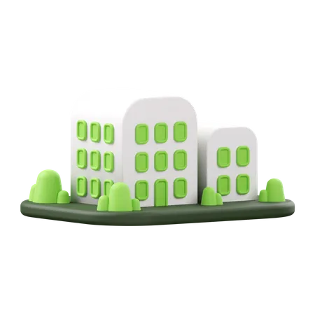 Green City 3 D Render Icon Illustration 3D Icon