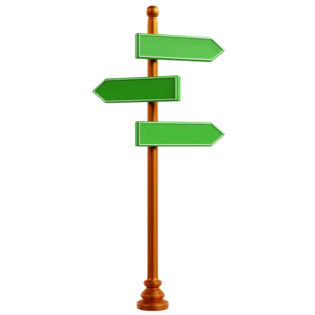 Green Directional Street Sign  3D Icon