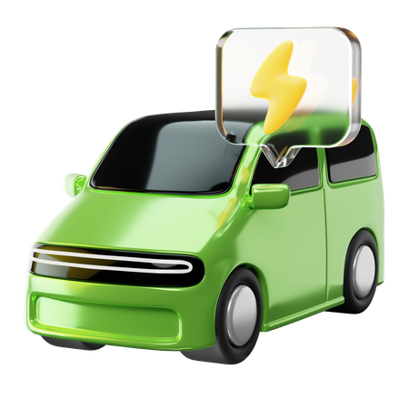 Green Electric Car  3D Icon