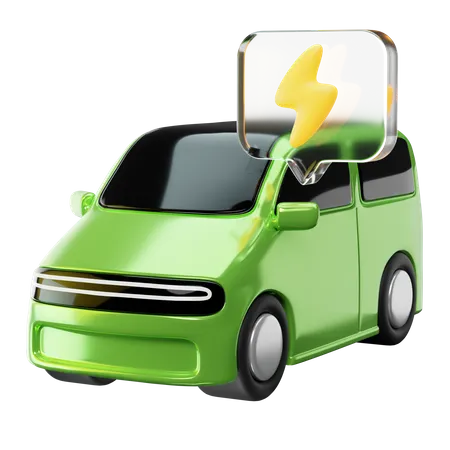 Green Electric Car  3D Icon